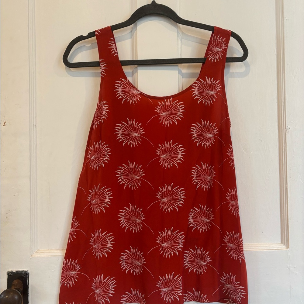Madewell Red Silk Floral Tank with Tie Back, M